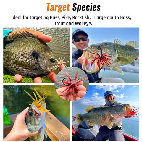 6 PCS/Pack HENGJIA Floating Sea Urchin Soft Fishing Lures Elastic TPR Bug Baits, 0.5g, 1.6g, 2.6g