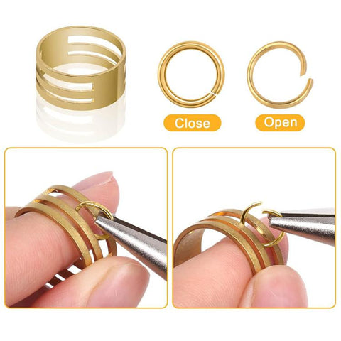 1040 PCS/Box Jewelry Making Kit 40 Pcs Lobster Clasps & 1000 Pcs 5-Size Jump Rings 4mm-10mm, With Tool K-White++Gold, Without Tool K-white Gold, With Tool K-White, Without Tool K-white