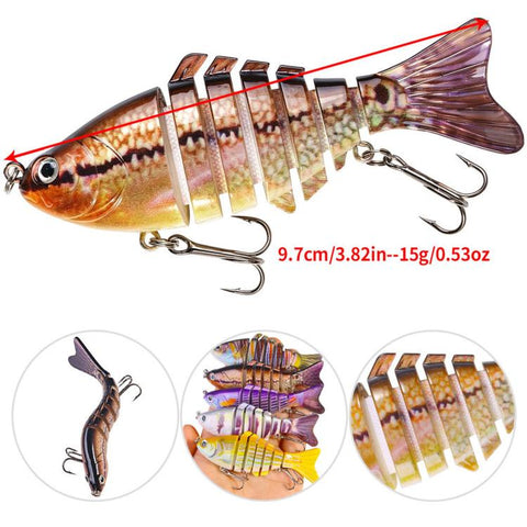 HENGJIA JM074 Multi Jointed Swimbait Fishing Lures Sinking Multi Segmented Hard Fishing Baits, 9.7cm 15g