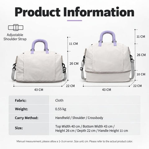 Travel Duffel Bag for Women Expandable Weekender Bag with Wet Pocket