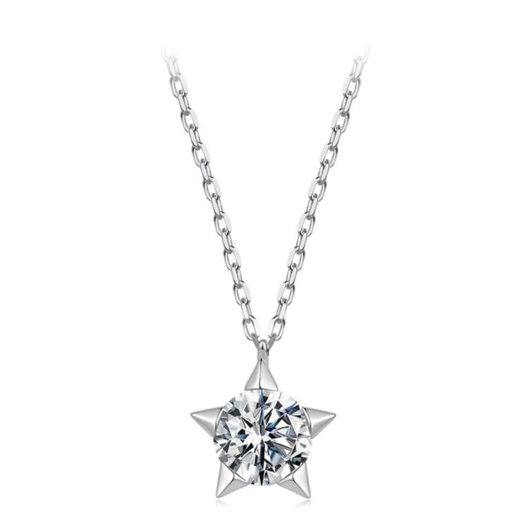 S925 Sterling Silver 1-Carat Sparkling Moissanite Necklace, MSN079