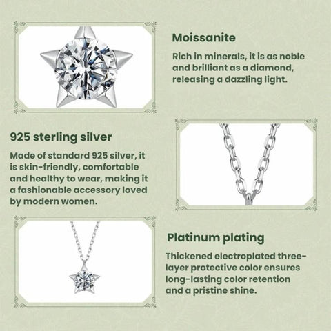 S925 Sterling Silver 1-Carat Sparkling Moissanite Necklace, MSN079