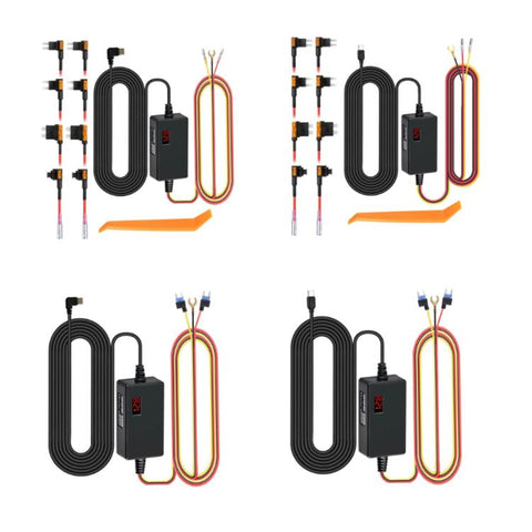 Digital Display Type-C 12V/24V to 5V 3A 3-Wire Adjustable Hardwire Kit for Car Chargers, Right-angle Plug Universal, Straight Plug Universal, Right-angle Plug Mini Fuse Tap, Straight Plug Mini Fuse Tap