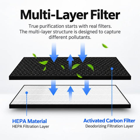 For Panasonic Air Purifier F-PTC50C / F-ZXFD45 / F-VXD50C / F-ZXCD50C / F-ZXCP50C, 2-in-1 Filter Set HEPA + Carbon, HEPA Dust Filter, Deodorizing Carbon Filter, Humidifying Wicking Filter Pad