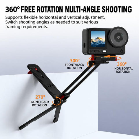 Flymile Magnetic Quick-Release Tripod & Rotating Carabiner Mount, For DJI Osmo Action 3 / 4 / 5 Pro, For DJI Osmo Action 6 / Nano / 360 II
