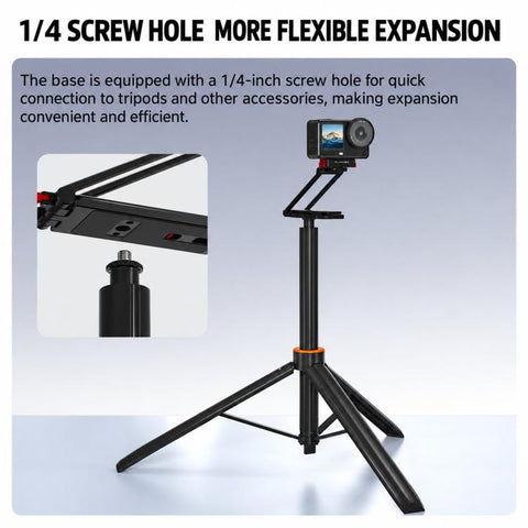 Flymile Magnetic Quick-Release Tripod & Rotating Carabiner Mount, For DJI Osmo Action 3 / 4 / 5 Pro, For DJI Osmo Action 6 / Nano / 360 II