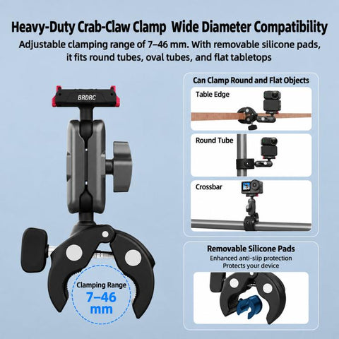 BRDRC Quick-Release Bicycle Mount, For DJI Osmo Action 6 / 4 / 5 Pro, For DJI Osmo 360 II / Nano