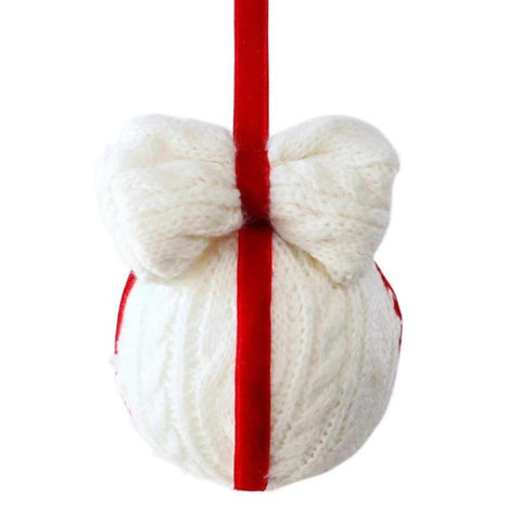 Striped Knitted Bow Christmas Ornament DIY Party Decoration