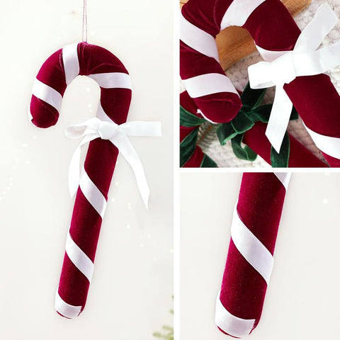Velvet Candy Cane Christmas Tree Ornament