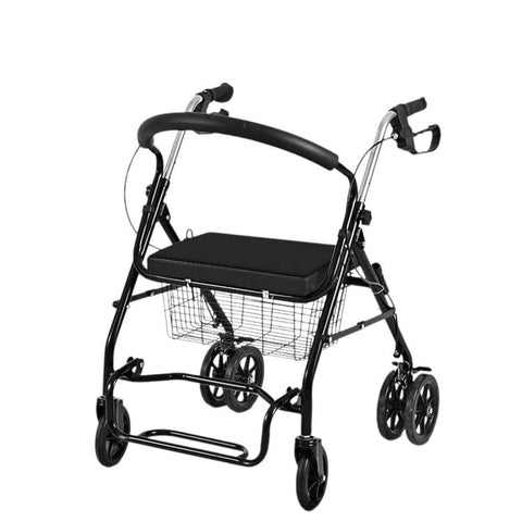 Folding Rollator Walker with Seat Heavy Duty 6-Wheel Senior Shopping Cart Walker, Black/Fabric Bag/No Pedal, Black/Wire Basket /No Pedal, Black/Fabric Bag/With Pedal, Black/Wire Basket/With Pedal, Red/Fabric Bag/No Pedal, Red/Wire Basket/No Pedal      ...