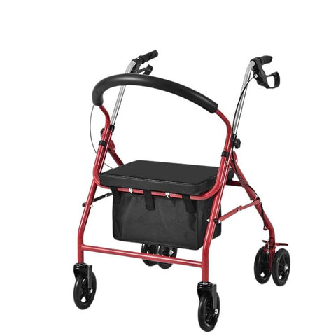 Folding Rollator Walker with Seat Heavy Duty 6-Wheel Senior Shopping Cart Walker, Black/Fabric Bag/No Pedal, Black/Wire Basket /No Pedal, Black/Fabric Bag/With Pedal, Black/Wire Basket/With Pedal, Red/Fabric Bag/No Pedal, Red/Wire Basket/No Pedal      ...