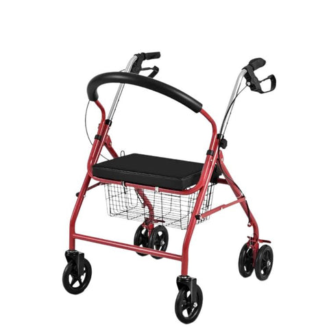 Folding Rollator Walker with Seat Heavy Duty 6-Wheel Senior Shopping Cart Walker, Black/Fabric Bag/No Pedal, Black/Wire Basket /No Pedal, Black/Fabric Bag/With Pedal, Black/Wire Basket/With Pedal, Red/Fabric Bag/No Pedal, Red/Wire Basket/No Pedal      ...