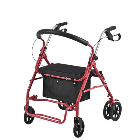 Folding Rollator Walker with Seat Heavy Duty 6-Wheel Senior Shopping Cart Walker, Black/Fabric Bag/No Pedal, Black/Wire Basket /No Pedal, Black/Fabric Bag/With Pedal, Black/Wire Basket/With Pedal, Red/Fabric Bag/No Pedal, Red/Wire Basket/No Pedal      ...
