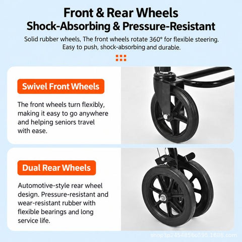 Folding Rollator Walker with Seat Heavy Duty 6-Wheel Senior Shopping Cart Walker, Black/Fabric Bag/No Pedal, Black/Wire Basket /No Pedal, Black/Fabric Bag/With Pedal, Black/Wire Basket/With Pedal, Red/Fabric Bag/No Pedal, Red/Wire Basket/No Pedal      ...