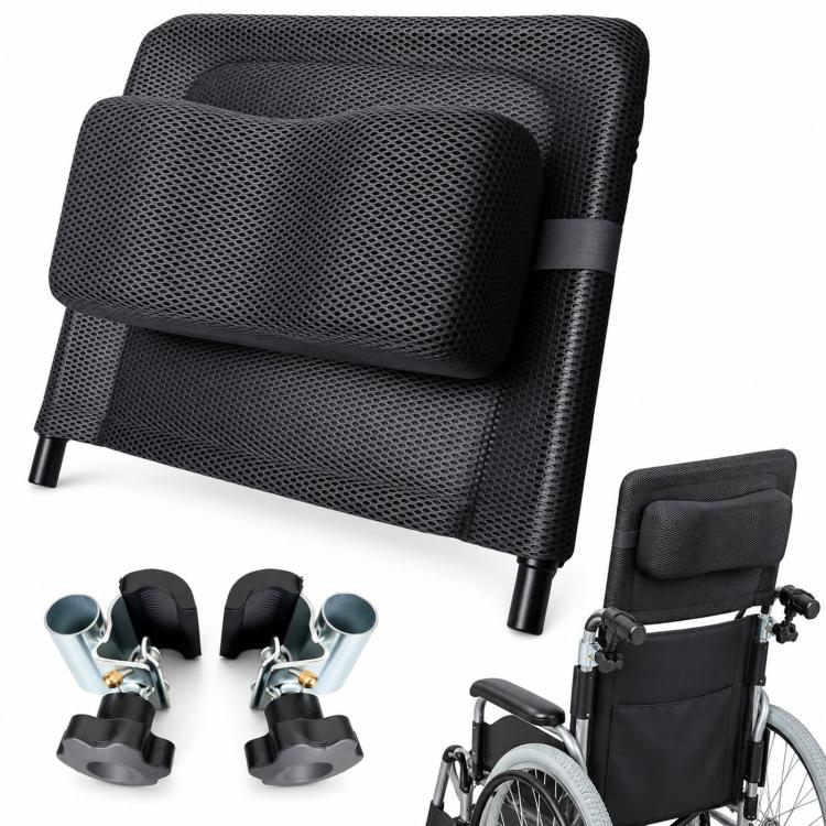 Universal Wheelchair Headrest Attachment Backrest Extension with Metal Mounting Clamps, 39x36cm, 44x37cm