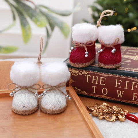 Knitted Fleece Boots Christmas Tree Ornaments Christmas Decorations