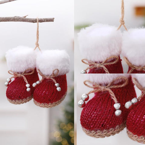 Knitted Fleece Boots Christmas Tree Ornaments Christmas Decorations