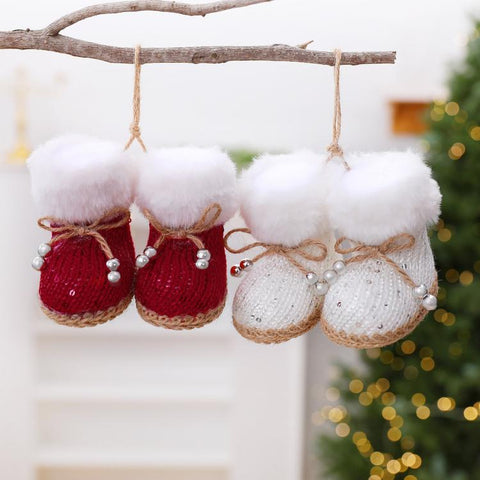 Knitted Fleece Boots Christmas Tree Ornaments Christmas Decorations