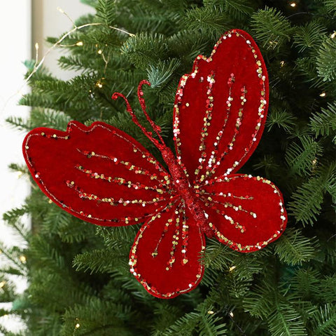 Hand-Painted Velvet Butterfly Christmas Tree Ornament Christmas Decoration Prop