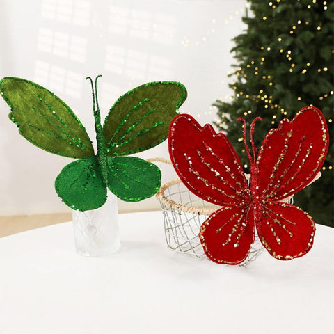 Hand-Painted Velvet Butterfly Christmas Tree Ornament Christmas Decoration Prop