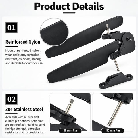 Kayak Stern Rudder Control System Compatible With Foot Pedals, 45MM, 80MM