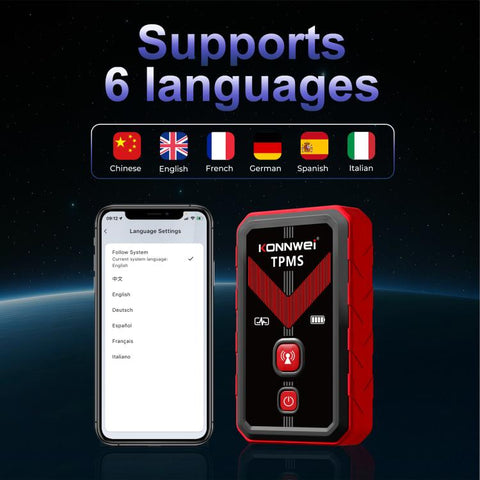 KONNWEI Tire Pressure Monitoring System Connector Supports Bluetooth Version 5.2, TK100+ Sensor