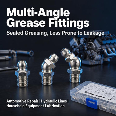 45 PCS/Box Metric Grease Nipple Assortment Kit with Straight 45-degree & 90-degree Angles