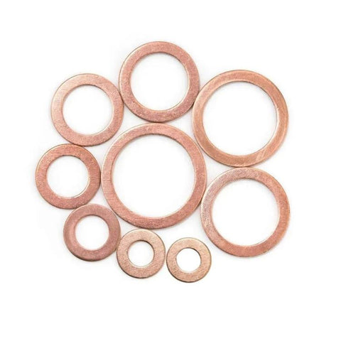 M5-M14 Copper Metric Washer Sealing Set Solid Copper Flat Ring Crush Washer Kit, 50 PCS/Box, 100 PCS/Box