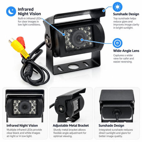 9–24V HD Infrared Night Vision Vehicle Reversing Camera, AV Connector, Aviation Connector