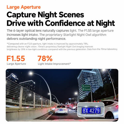 70mai M310 Pro 2K Dash Cam 1440P Mini Hidden Car Camera With F1.55 Aperture & Starlight Night Vision, Standard, With 64G TF Card