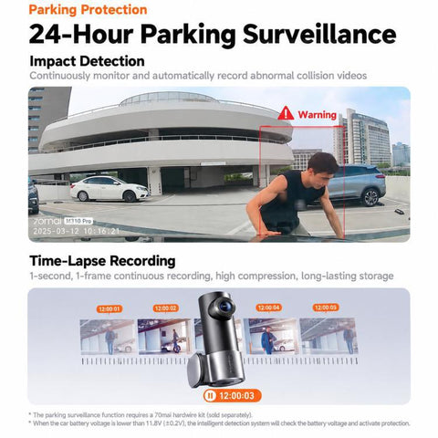 70mai M310 Pro 2K Dash Cam 1440P Mini Hidden Car Camera With F1.55 Aperture & Starlight Night Vision, Standard, With 64G TF Card
