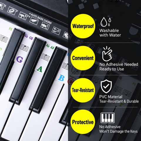 Piano Key Notes Guide 88Keys Removable Piano Notes Label, 88 Keys/Box