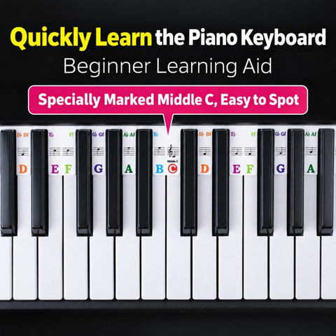 Piano Key Notes Guide 88Keys Removable Piano Notes Label, 88 Keys/Box