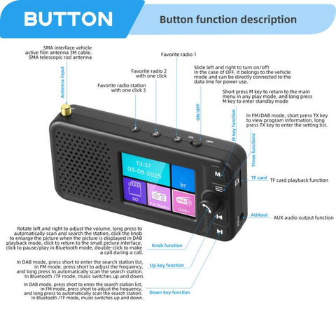 2.4 Inch Portable In-Car And Home DAB+ Digital Radio