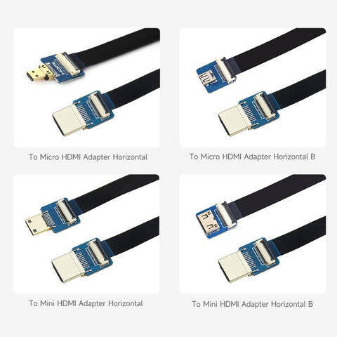 Waveshare Micro HDMI-Compatible Adapter For DIY HDMI-Compatible Cable, Vertical, Vertical B, Horizontal, Horizontal B