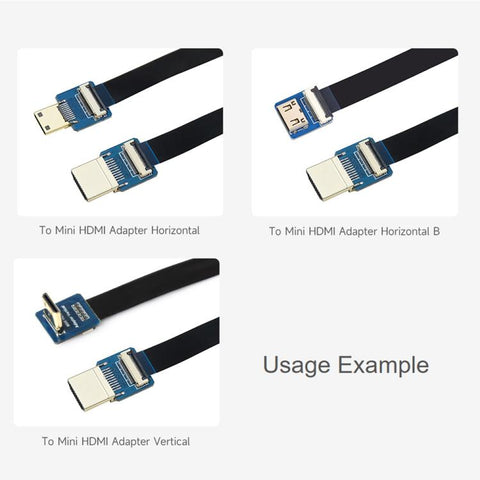 Waveshare Mini HDMI-Compatible Adapter For DIY HDMI-Compatible Cable, Vertical, Horizontal, Horizontal B