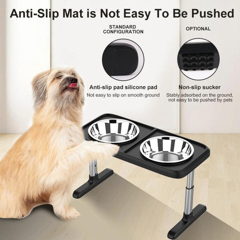 Adjustable Foldable Stainless Steel Double-Bowl Pet Feeder