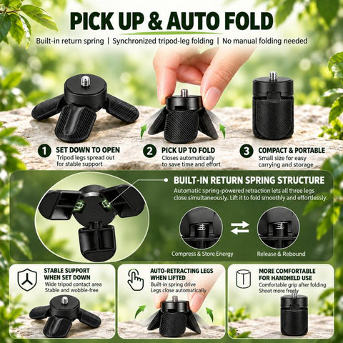 For DJI Osmo Pocket 3 / 4 / Insta360 Luna Ultra Mini Quick Release Tripod, Tripod, Tripod + Adapter + Force-securing Screw