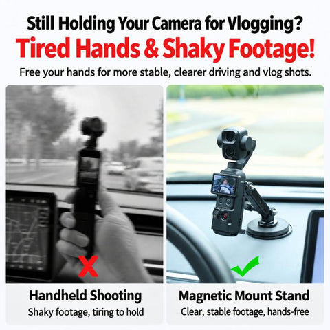 For DJI Osmo Pocket 4P / 4 / 3 Magnetic Car Dashboard Mount Multi-Angle Camera Holder