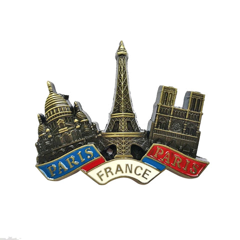 Architectural Landscape Metal Magnetic Refrigerator Stickers Home Decoration, French Panorama, Louvre, Representative Buildings in France, London, Arena, Qatar, Long Strip French Panorama, Eiffel Tower Road Sign, Golden Gate Street Opener              ...