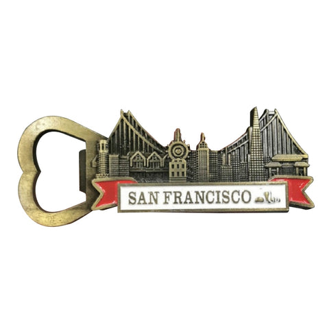 Architectural Landscape Metal Magnetic Refrigerator Stickers Home Decoration, French Panorama, Louvre, Representative Buildings in France, London, Arena, Qatar, Long Strip French Panorama, Eiffel Tower Road Sign, Golden Gate Street Opener              ...