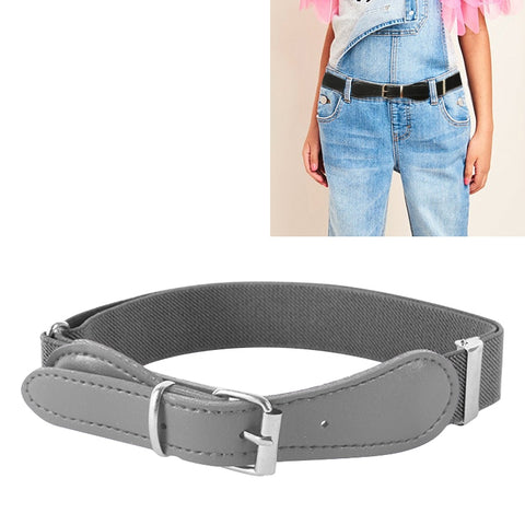 Kids Polyester + PU Leather Square Pin Buckle Adjustable Elastic Belt, 65cm