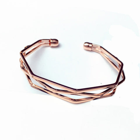 Vintage Brief Open Charms Multi-layer Cuff Bracelet Bangles, Black, Rose Gold, Sliver, Gold