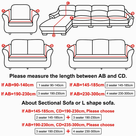 Plush Fabric Sofa Cover Thick Slipcover Couch Elastic Sofa Covers Not Include Pillow Case, 1 seat 90-140cm, 2 seat 145-185cm, 3 seat 190-230cm, 4 seat 230-300cm