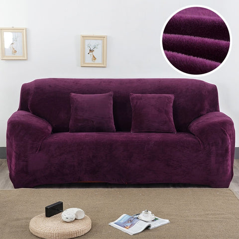 Plush Fabric Sofa Cover Thick Slipcover Couch Elastic Sofa Covers Not Include Pillow Case, 1 seat 90-140cm, 2 seat 145-185cm, 3 seat 190-230cm, 4 seat 230-300cm