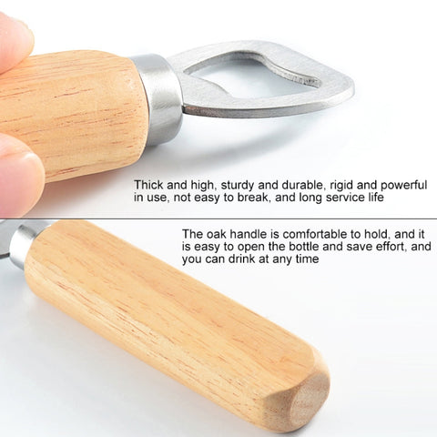 2 PCS Stainless Steel Beer Bottle Opener with Rubber Wood Handle Creative Gift Soda Bottle Driver, Beer Bottle Opener with Handle