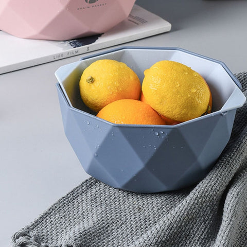 Double-layer Hollow Drain Basket Household Plastic Multi-function Washing Vegetables and Fruit Dishes, Small, Large