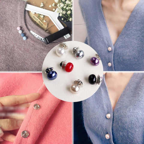 10 PCS Versatile Pearl Stud Buckle Anti-light Collar Buttonigan Shawl Pin Needle Diy Scarf Collar Pin Brooch Pin, Black, Red, Champagne, Sliver, White, Purple, Random Color