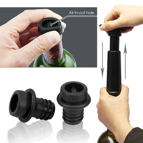 Red Wine Vacuum Pump Freshener Silicone Wine Stopper Set, Black Pump 2 Stoppers (OPP Bag), Black Pump 2 Stoppers (Box), 2 Stoppers Three Holes (OPP Bag), Black Pump Three-piece Box