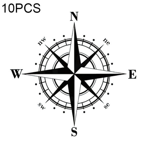 10pcs  Art Design Vinyl NSWE Compass Car Stickers Decals Black/Silver, 10 PCS White + Black, 10 PCS Black + White
